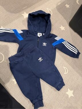 adidas Navy Blue Infant Hoodie with Trefoil Logo